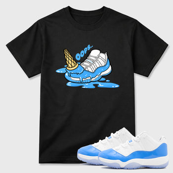Sneaker match tees – Sneaker Tees To Match Air Jordan 11 University Blue Shoes – Dropped Ice Cream Tee Black 1
