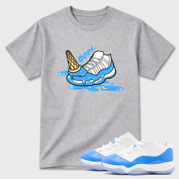 Sneaker match tees – Sneaker Tees To Match Air Jordan 11 University Blue Shoes – Dropped Ice Cream Tee Heather Grey 1