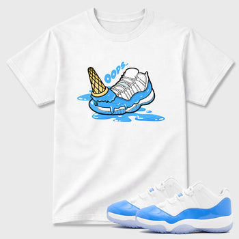 Sneaker match tees – Sneaker Tees To Match Air Jordan 11 University Blue Shoes – Dropped Ice Cream Tee White 1