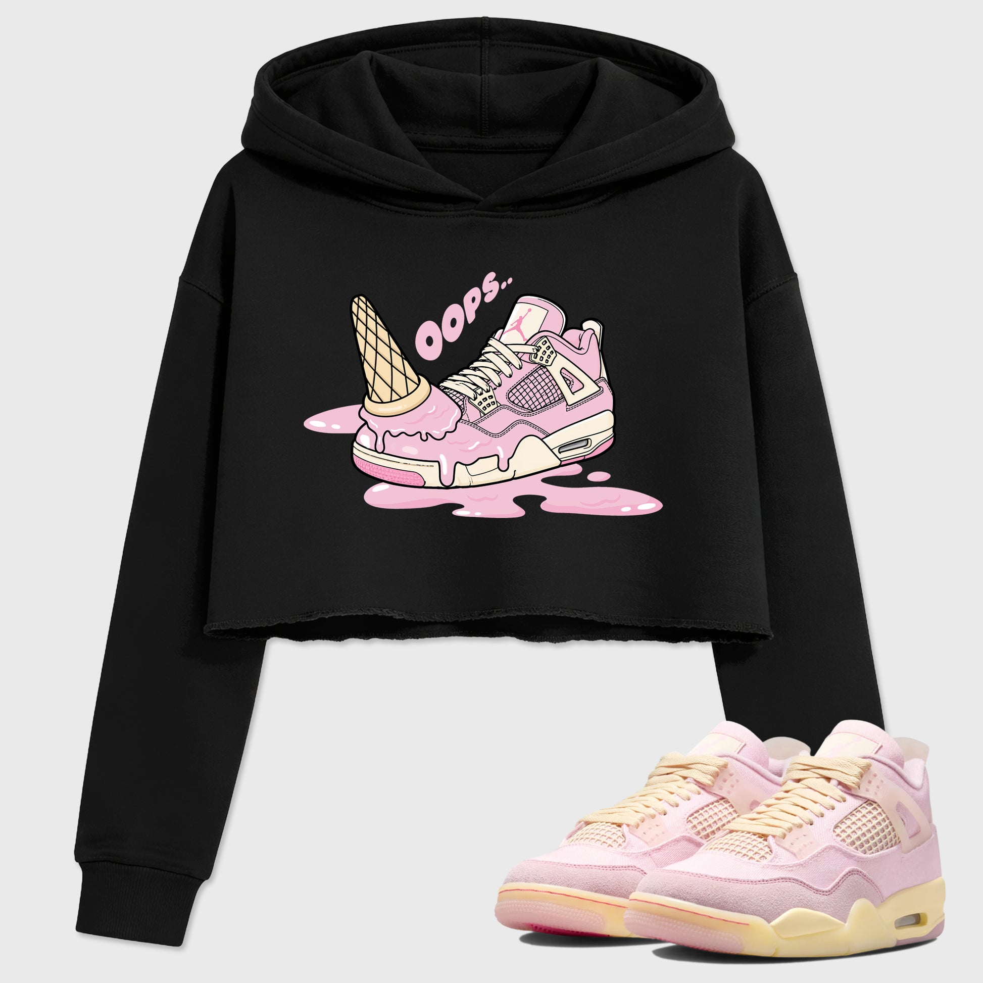 Sneaker match tees – Sneaker Tees To Match Air Jordan 4 Iced Carmine Shoes – Dropped Ice Cream Crop T-Shirt Black 1