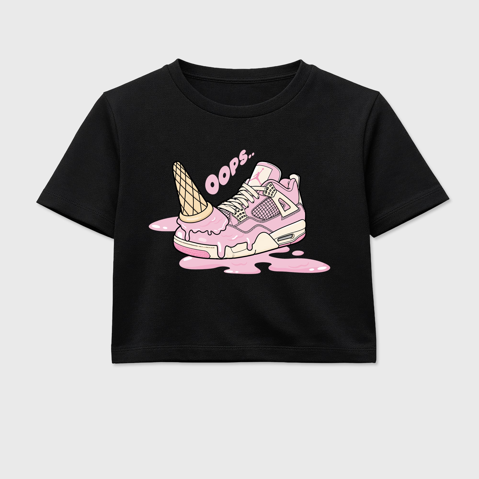 Sneaker match tees – Sneaker Tees To Match Air Jordan 4 Iced Carmine Shoes – Dropped Ice Cream Crop T-Shirt Black 2