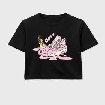 Sneaker match tees – Sneaker Tees To Match Air Jordan 4 Iced Carmine Shoes – Dropped Ice Cream Crop T-Shirt Black 2