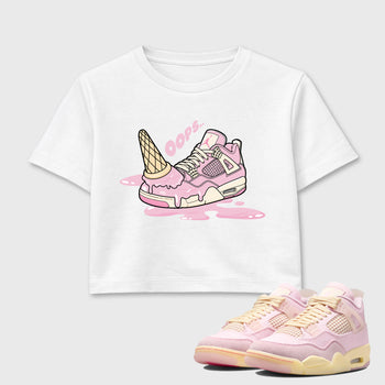 Sneaker match tees – Sneaker Tees To Match Air Jordan 4 Iced Carmine Shoes – Dropped Ice Cream Crop T-Shirt White 1