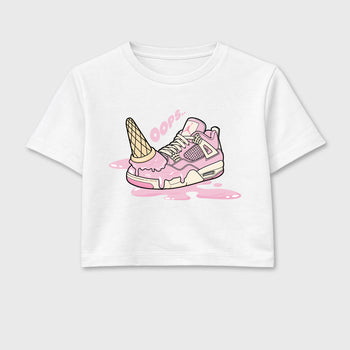 Sneaker match tees – Sneaker Tees To Match Air Jordan 4 Iced Carmine Shoes – Dropped Ice Cream Crop T-Shirt White 2