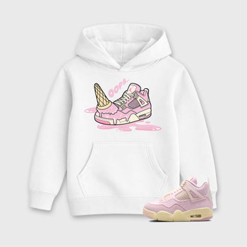 Sneaker match tees – Sneaker Tees To Match Air Jordan 4 Iced Carmine Shoes – Dropped Ice Cream Kids T-Shirt White 1