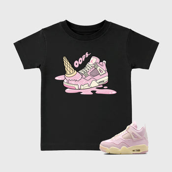 Sneaker match tees – Sneaker Tees To Match Air Jordan 4 Iced Carmine Shoes – Dropped Ice Cream Kids T-Shirt Black 1