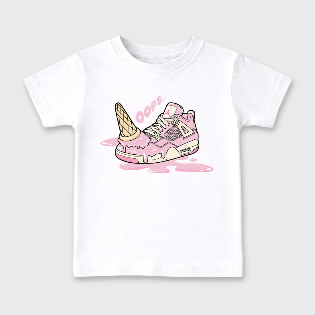 Sneaker match tees – Sneaker Tees To Match Air Jordan 4 Iced Carmine Shoes – Dropped Ice Cream Kids T-Shirt White 2