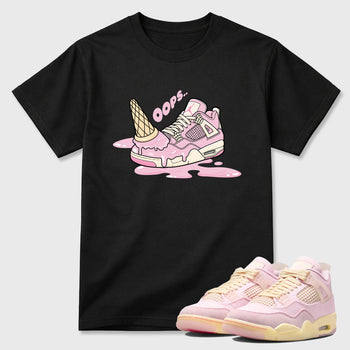 Sneaker match tees – Sneaker Tees To Match Air Jordan 4 Iced Carmine Shoes – Dropped Ice Cream Tee Black 1