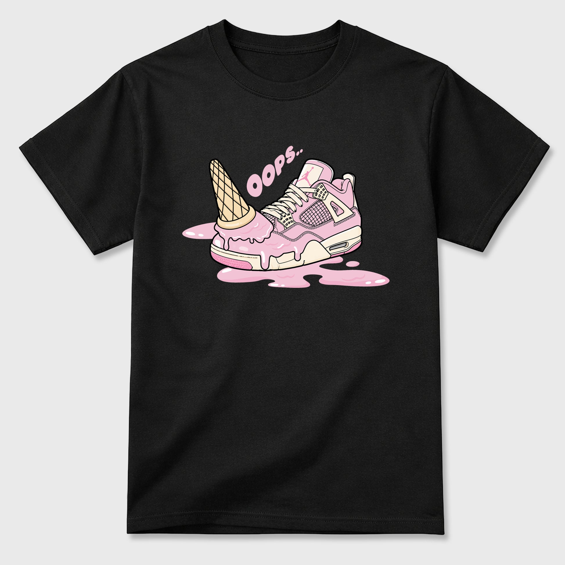 Sneaker match tees – Sneaker Tees To Match Air Jordan 4 Iced Carmine Shoes – Dropped Ice Cream Tee Black 2