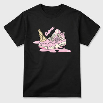 Sneaker match tees – Sneaker Tees To Match Air Jordan 4 Iced Carmine Shoes – Dropped Ice Cream Tee Black 2