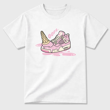 Sneaker match tees – Sneaker Tees To Match Air Jordan 4 Iced Carmine Shoes – Dropped Ice Cream Tee White 2