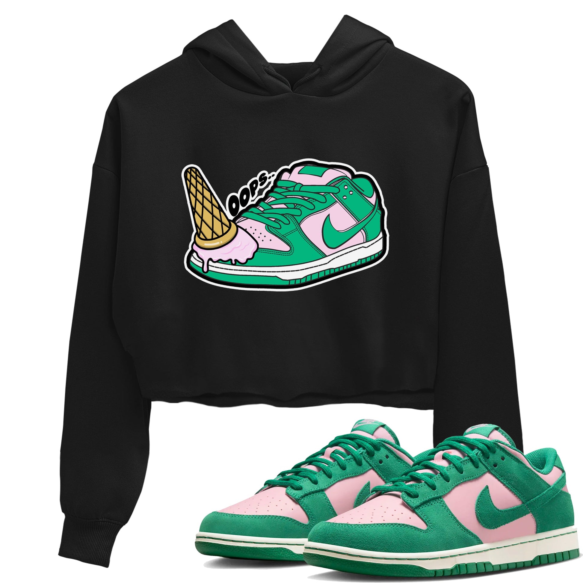 Dunk Low Medium Soft Pink Malachite shirt to match jordans Dropped Ice Cream sneaker tees Dunk Medium Soft Pink Malachite SNRT Sneaker Release Tees Black 1 crop length shirt