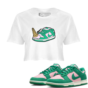 Dunk Low Medium Soft Pink Malachite shirt to match jordans Dropped Ice Cream sneaker tees Dunk Medium Soft Pink Malachite SNRT Sneaker Release Tees White 1 crop length shirt