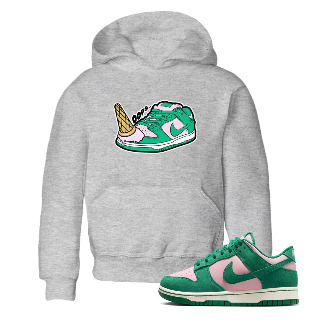 Dunk Low Medium Soft Pink Malachite shirt to match jordans Dropped Ice Cream sneaker tees Dunk Medium Soft Pink Malachite SNRT sneaker release tees baby toddler Heather Grey 1 cotton Shirt