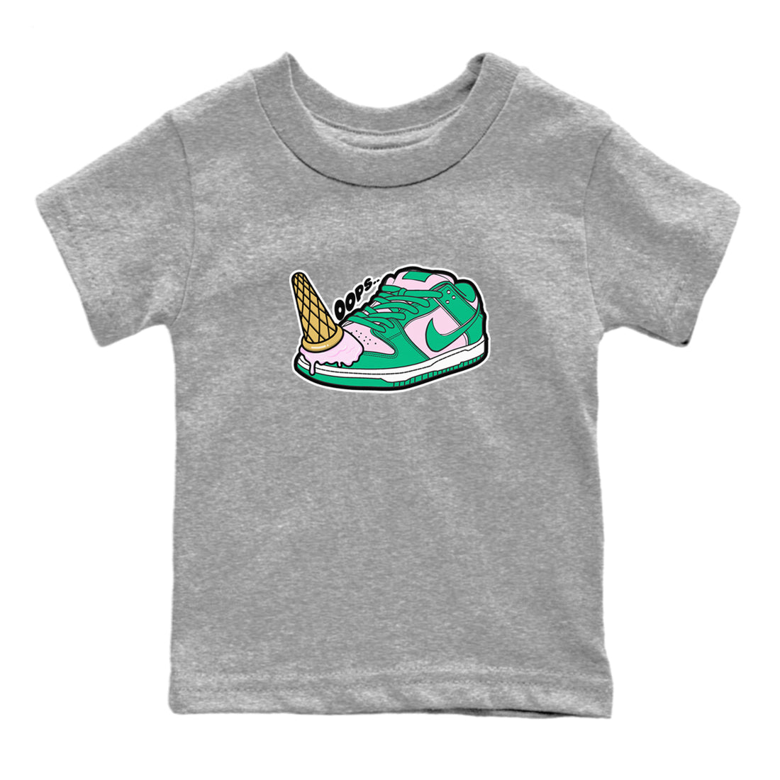 Dunk Low Medium Soft Pink Malachite shirt to match jordans Dropped Ice Cream sneaker tees Dunk Medium Soft Pink Malachite SNRT sneaker release tees baby toddler Heather Grey 2 cotton Shirt