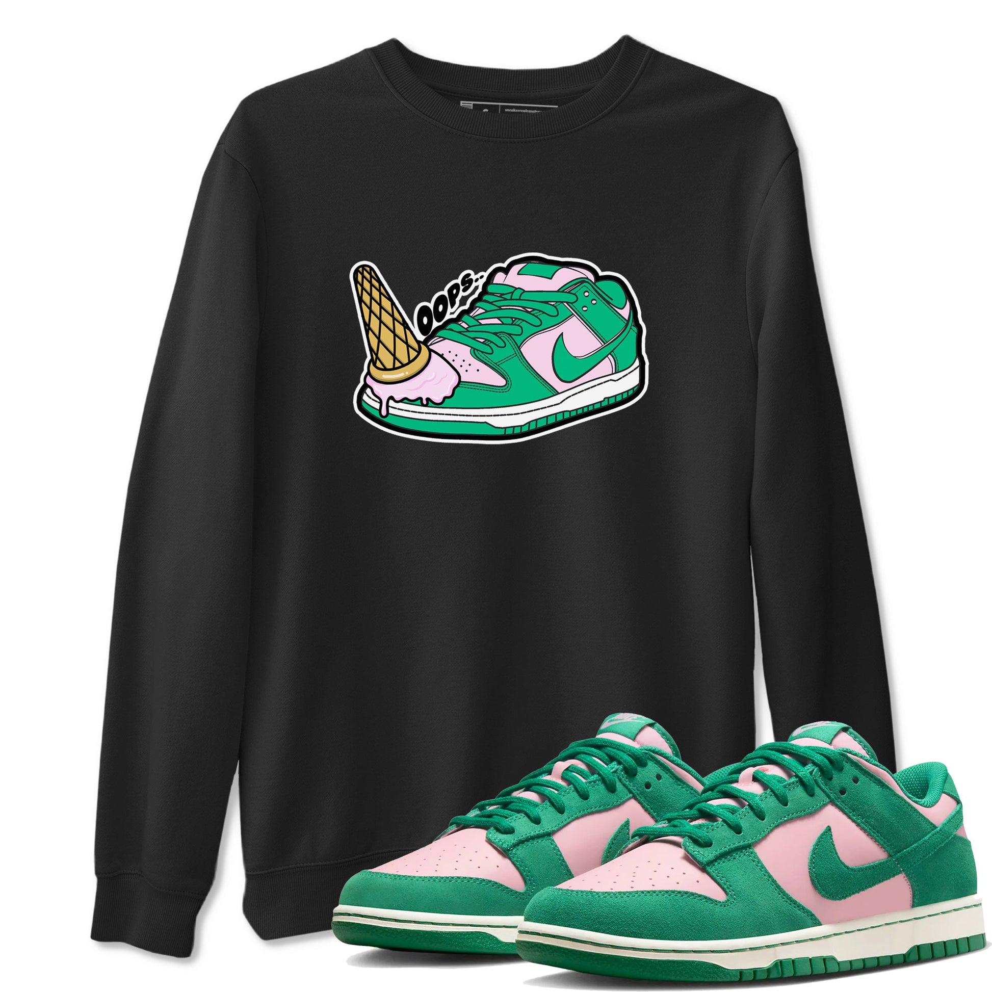 Dunk Low Medium Soft Pink Malachite shirt to match jordans Dropped Ice Cream sneaker tees Dunk Medium Soft Pink Malachite SNRT Sneaker Release Tees unisex cotton Black 1 crew neck shirt