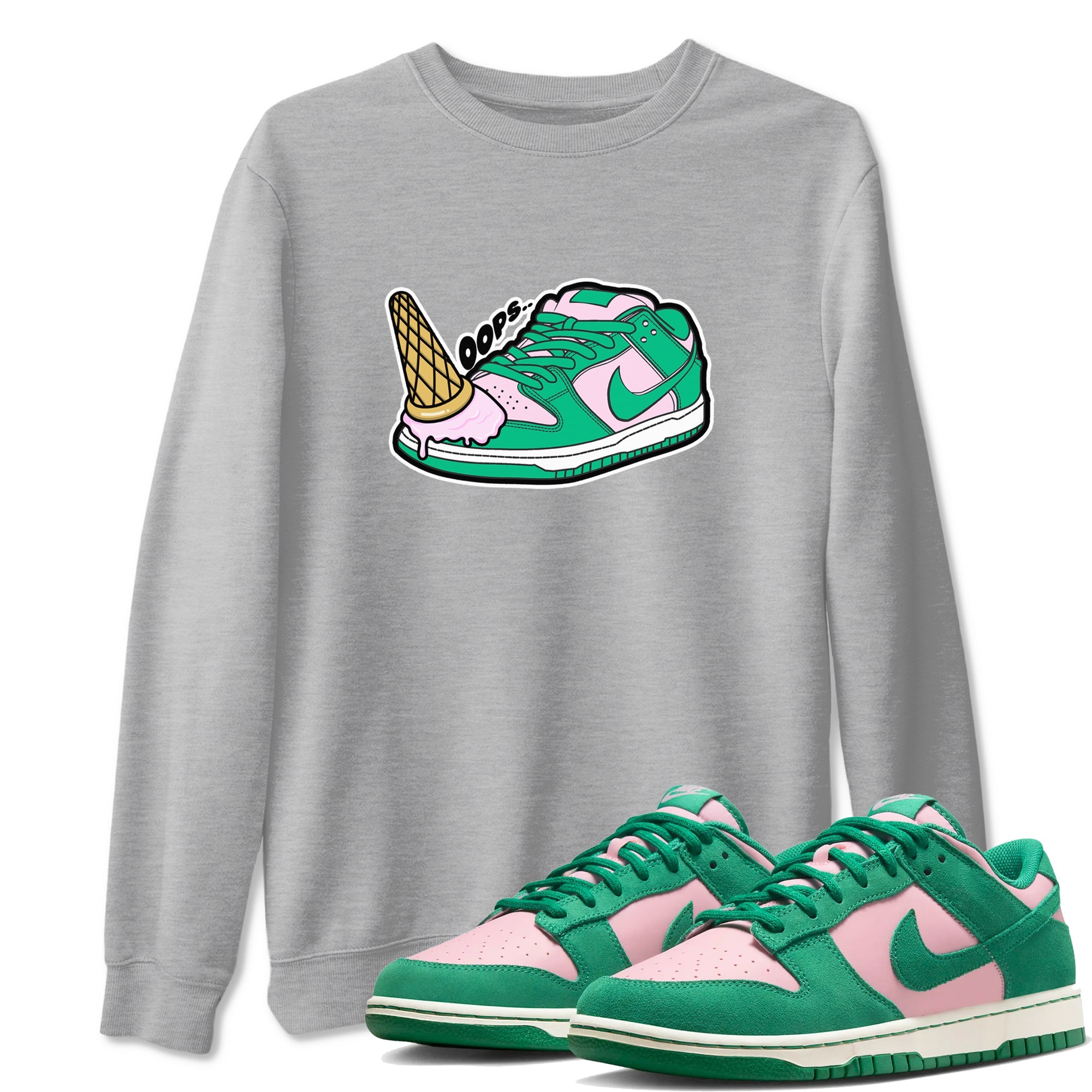 Dunk Low Medium Soft Pink Malachite shirt to match jordans Dropped Ice Cream sneaker tees Dunk Medium Soft Pink Malachite SNRT Sneaker Release Tees unisex cotton Heather Grey 1 crew neck shirt
