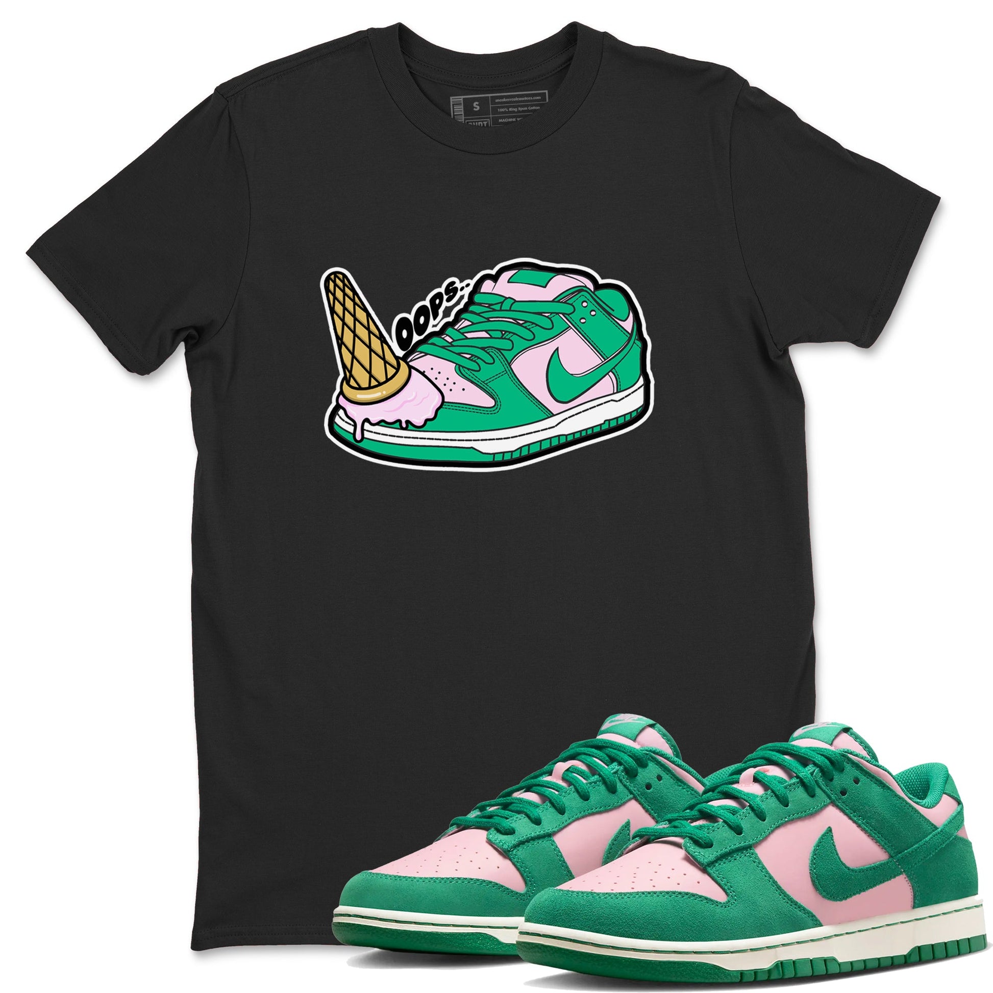Dunk Low Medium Soft Pink Malachite shirt to match jordans Dropped Ice Cream sneaker tees Dunk Medium Soft Pink Malachite SNRT Sneaker Release Tees unisex cotton Black 1 crew neck shirt