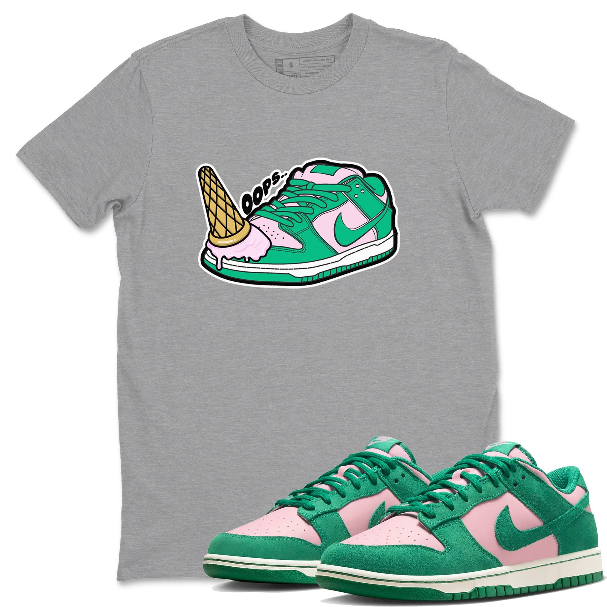 Dunk Low Medium Soft Pink Malachite shirt to match jordans Dropped Ice Cream sneaker tees Dunk Medium Soft Pink Malachite SNRT Sneaker Release Tees unisex cotton Heather Grey 1 crew neck shirt