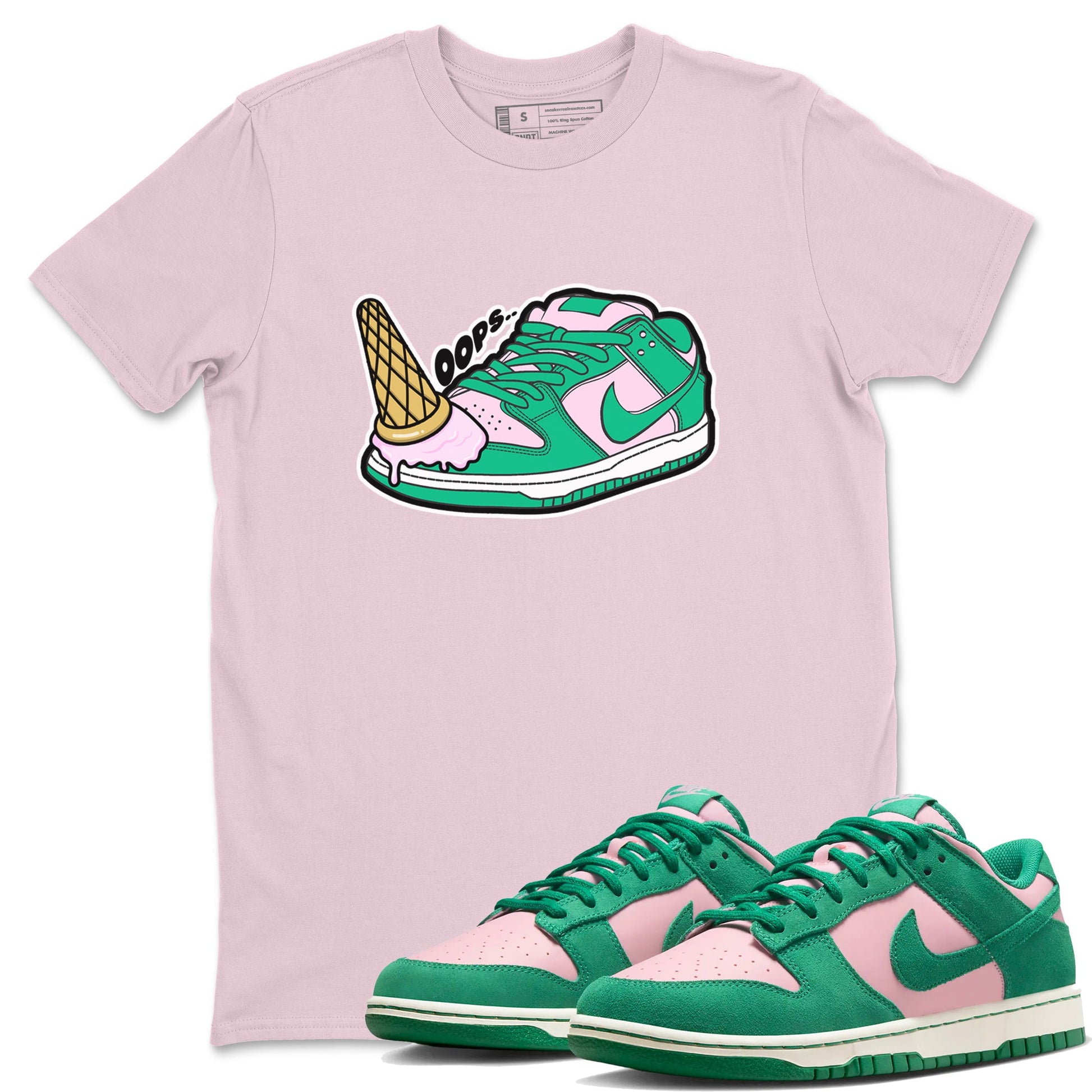 Dunk Low Medium Soft Pink Malachite shirt to match jordans Dropped Ice Cream sneaker tees Dunk Medium Soft Pink Malachite SNRT Sneaker Release Tees unisex cotton Pink 1 crew neck shirt