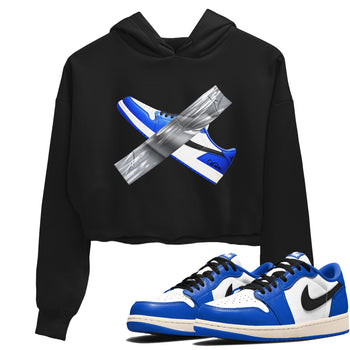 AJ1 Game Royal shirt to match jordans Duct Tape sneaker tees Air Jordan 1 Game Royal SNRT Sneaker Release Tees Black 1 crop length shirt
