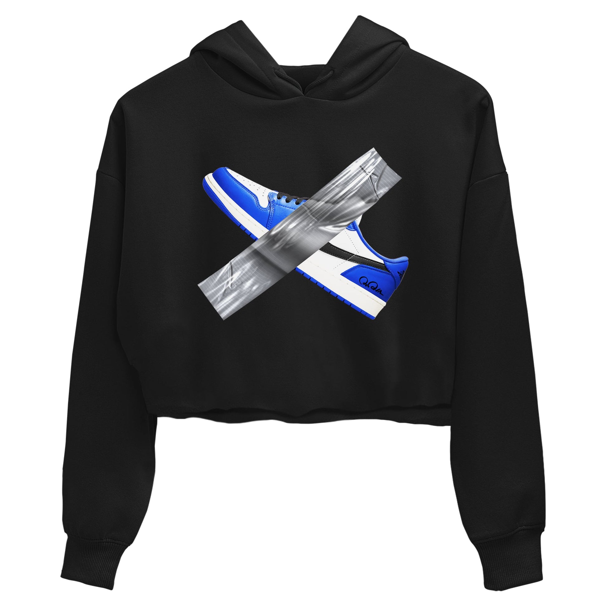 AJ1 Game Royal shirt to match jordans Duct Tape sneaker tees Air Jordan 1 Game Royal SNRT Sneaker Release Tees Black 2 crop length shirt