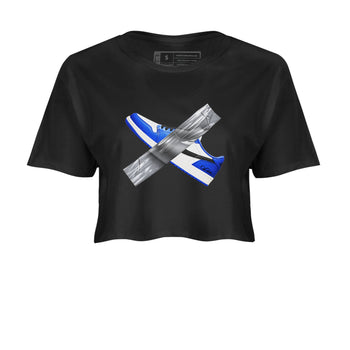 AJ1 Game Royal shirt to match jordans Duct Tape sneaker tees Air Jordan 1 Game Royal SNRT Sneaker Release Tees Black 2 crop length shirt