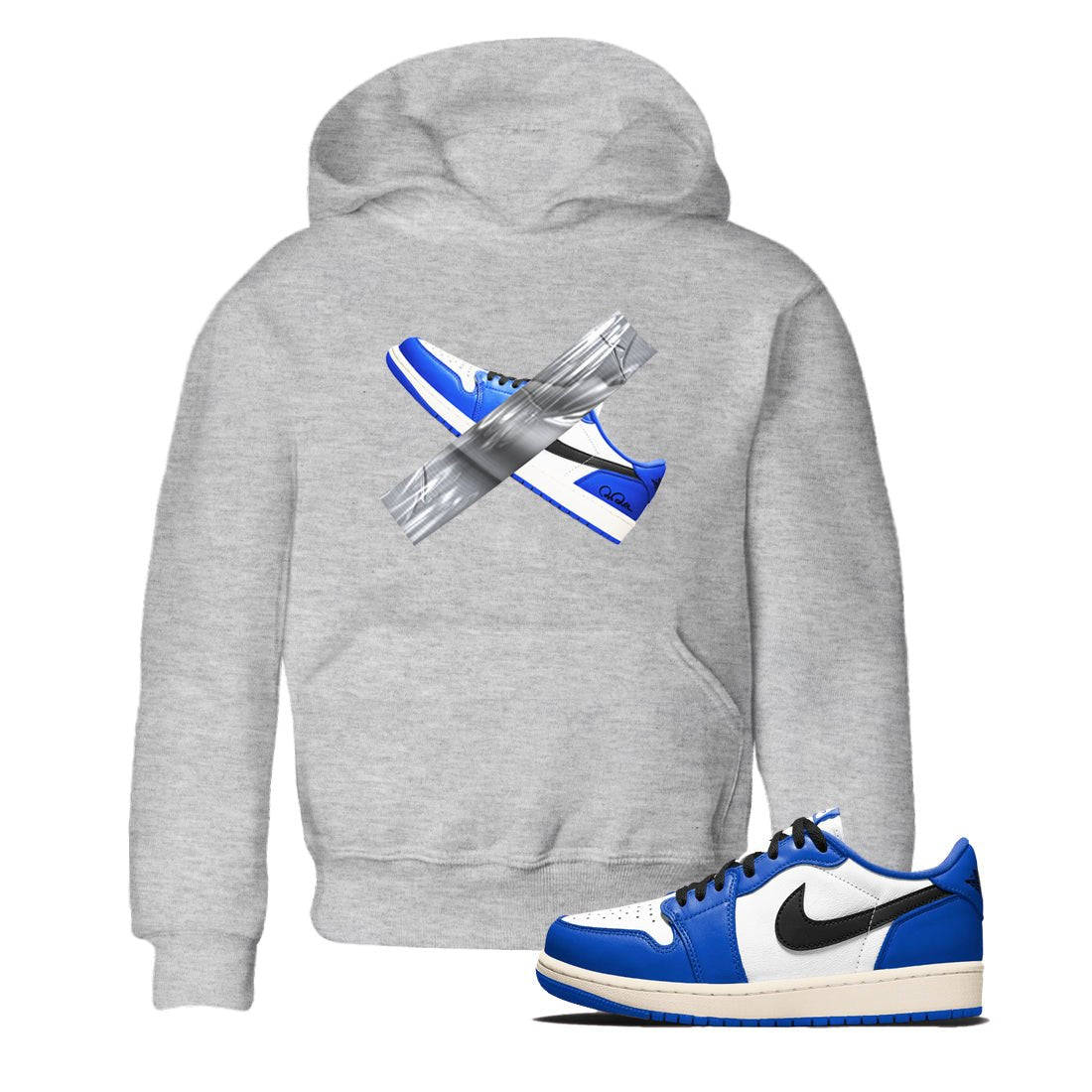 AJ1 Game Royal shirt to match jordans Duct Tape sneaker tees Air Jordan 1 Game Royal SNRT sneaker release tees baby toddler Heather Grey 1 cotton Shirt