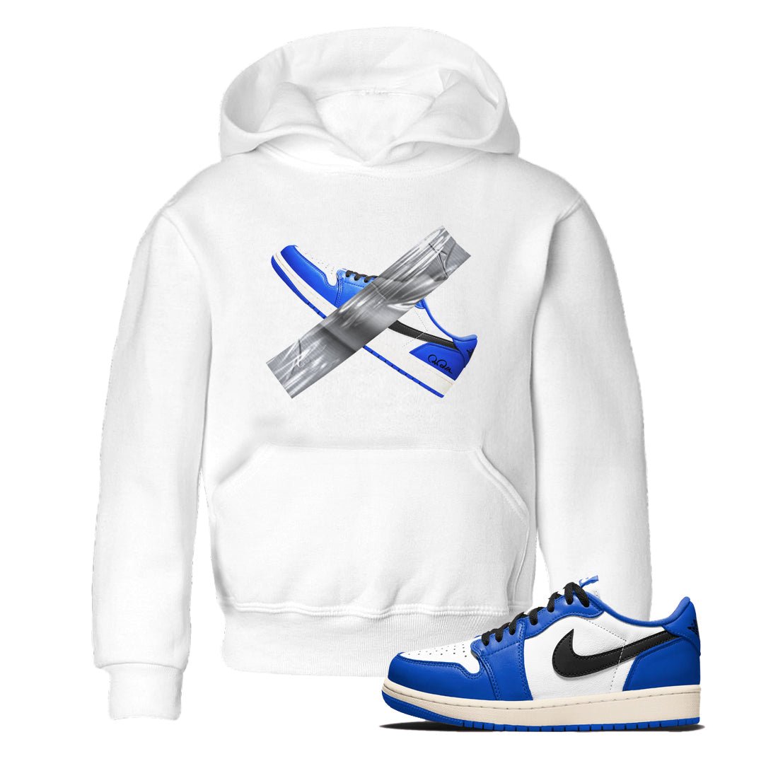 AJ1 Game Royal shirt to match jordans Duct Tape sneaker tees Air Jordan 1 Game Royal SNRT sneaker release tees baby toddler White 1 cotton Shirt