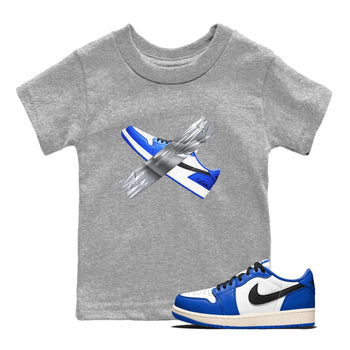 AJ1 Game Royal shirt to match jordans Duct Tape sneaker tees Air Jordan 1 Game Royal SNRT sneaker release tees baby toddler Heather Grey 1 cotton Shirt
