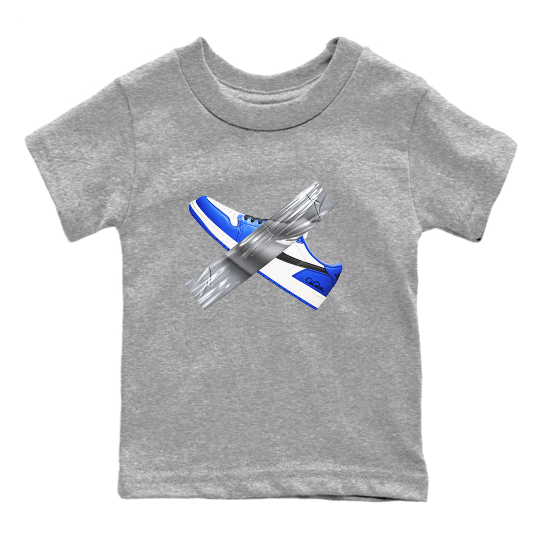 AJ1 Game Royal shirt to match jordans Duct Tape sneaker tees Air Jordan 1 Game Royal SNRT sneaker release tees baby toddler Heather Grey 2 cotton Shirt