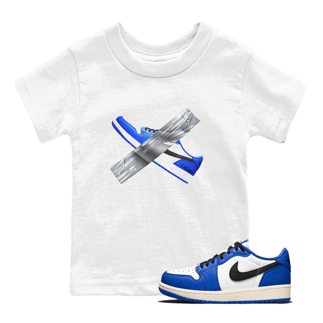 AJ1 Game Royal shirt to match jordans Duct Tape sneaker tees Air Jordan 1 Game Royal SNRT sneaker release tees baby toddler White 1 cotton Shirt
