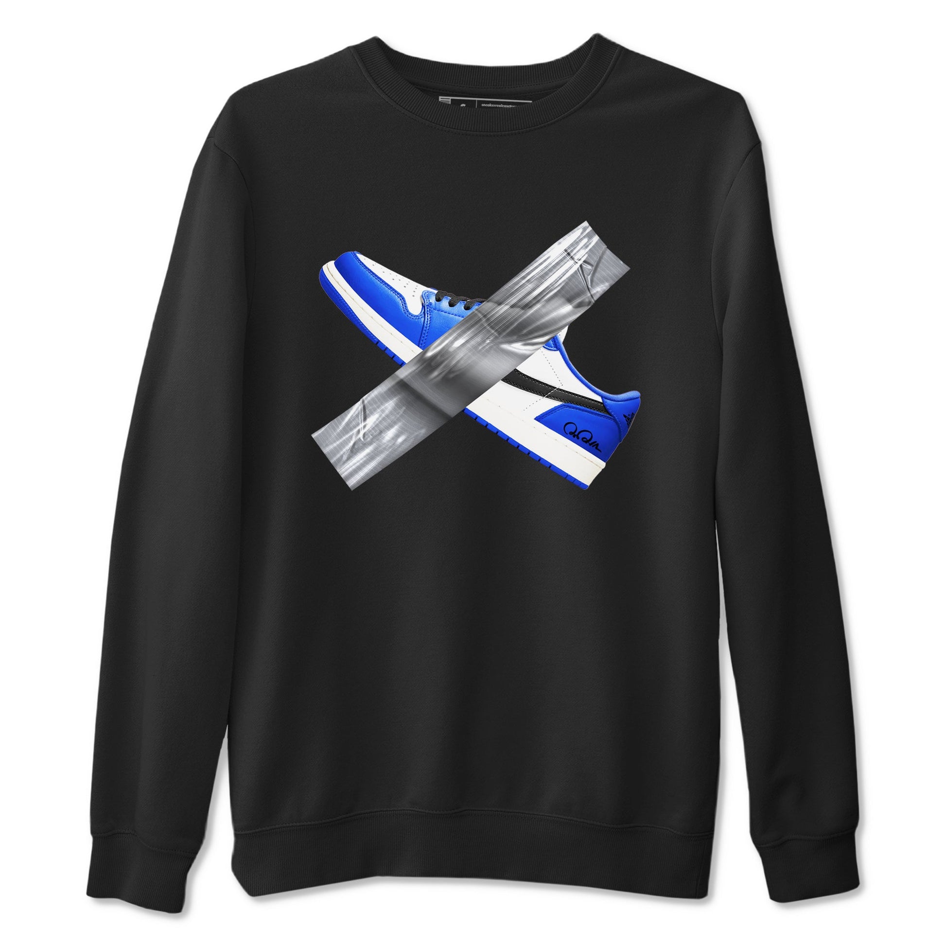AJ1 Game Royal shirt to match jordans Duct Tape sneaker tees Air Jordan 1 Game Royal SNRT Sneaker Release Tees unisex cotton Black 2 crew neck shirt