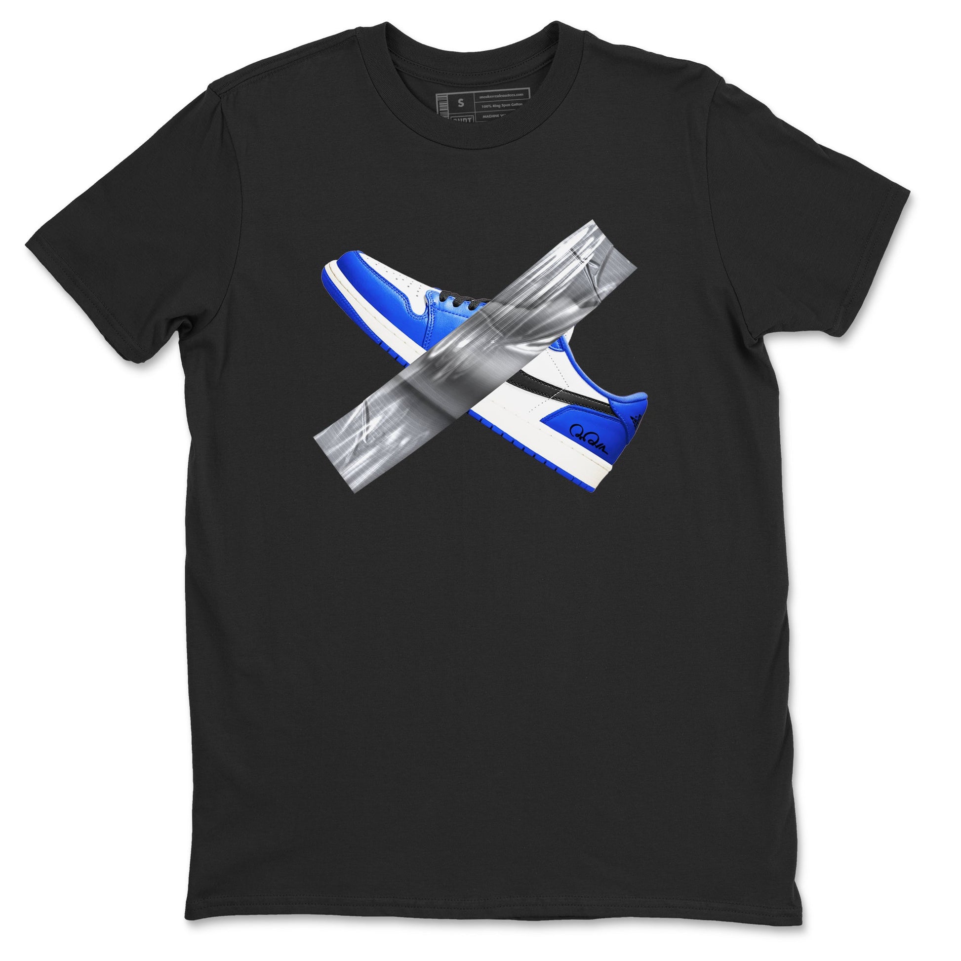 AJ1 Game Royal shirt to match jordans Duct Tape sneaker tees Air Jordan 1 Game Royal SNRT Sneaker Release Tees unisex cotton Black 2 crew neck shirt