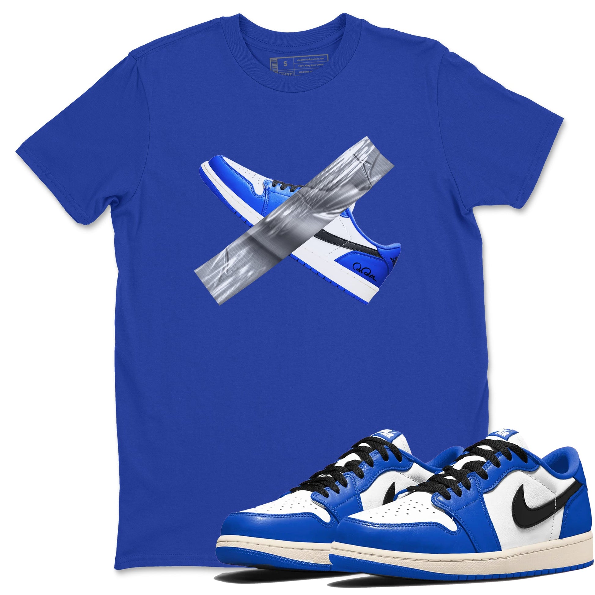 AJ1 Game Royal shirt to match jordans Duct Tape sneaker tees Air Jordan 1 Game Royal SNRT Sneaker Release Tees unisex cotton Royal Blue 1 crew neck shirt