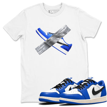 AJ1 Game Royal shirt to match jordans Duct Tape sneaker tees Air Jordan 1 Game Royal SNRT Sneaker Release Tees unisex cotton White 1 crew neck shirt