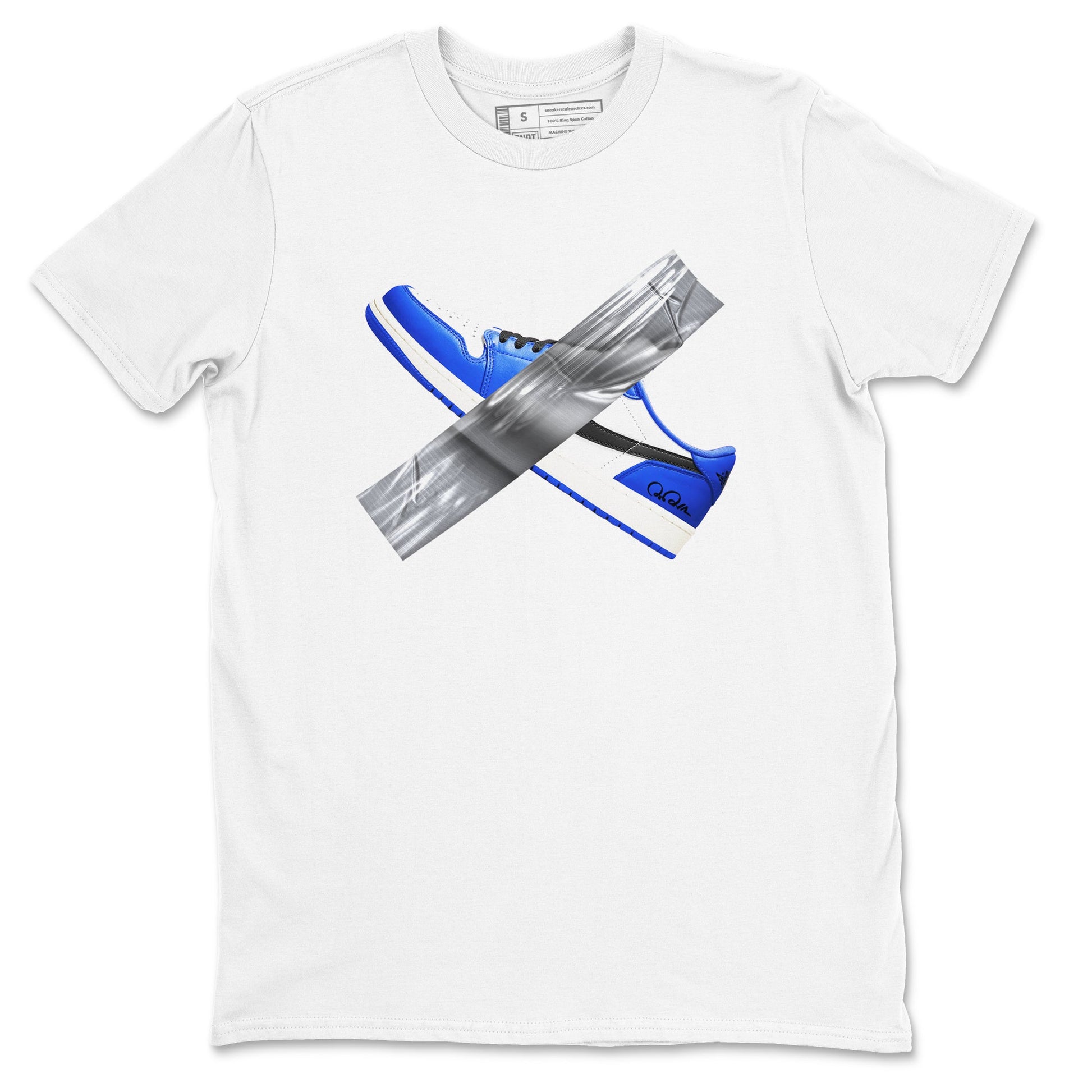 AJ1 Game Royal shirt to match jordans Duct Tape sneaker tees Air Jordan 1 Game Royal SNRT Sneaker Release Tees unisex cotton White 2 crew neck shirt