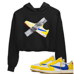 1s Travis Scott Canary shirt to match jordans Duct Tape sneaker tees Air Jordan 1 Travis Scott Canary SNRT Sneaker Release Tees Black 1 crop length shirt