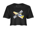 1s Travis Scott Canary shirt to match jordans Duct Tape sneaker tees Air Jordan 1 Travis Scott Canary SNRT Sneaker Release Tees Black 2 crop length shirt