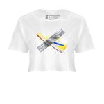 1s Travis Scott Canary shirt to match jordans Duct Tape sneaker tees Air Jordan 1 Travis Scott Canary SNRT Sneaker Release Tees White 2 crop length shirt