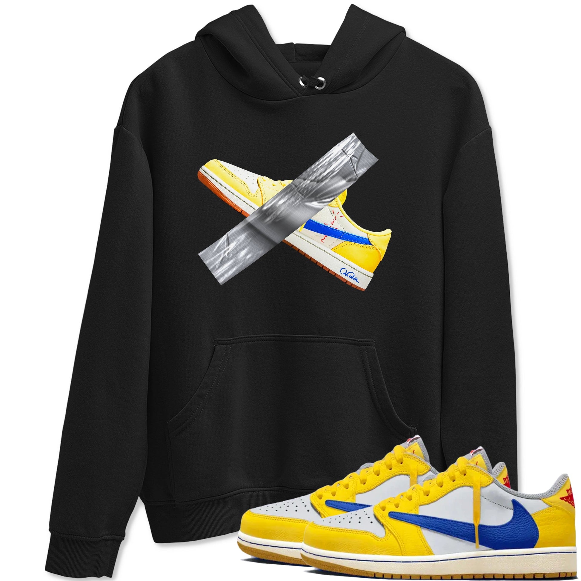 1s Travis Scott Canary shirt to match jordans Duct Tape sneaker tees Air Jordan 1 Travis Scott Canary SNRT Sneaker Release Tees unisex cotton Black 1 crew neck shirt
