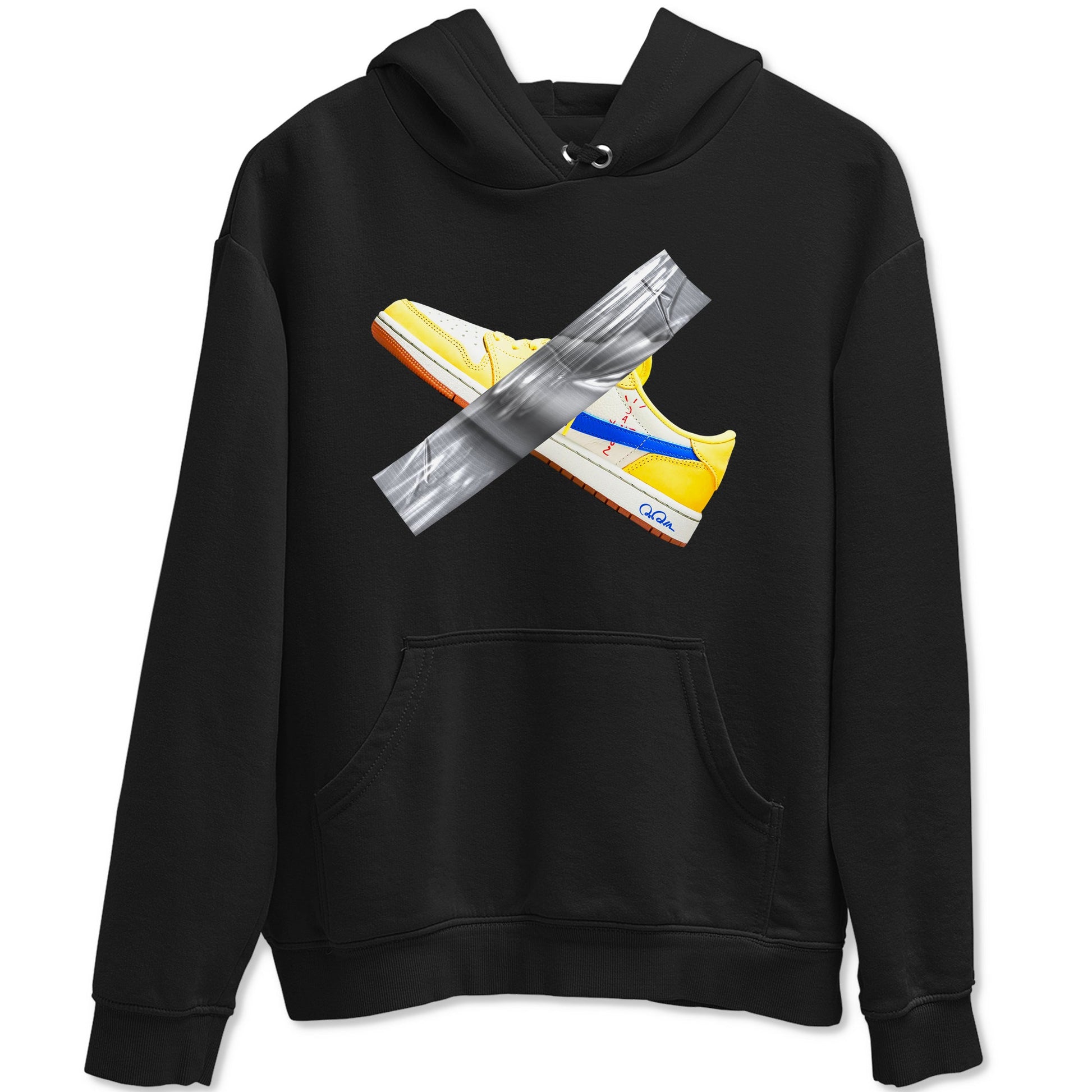 1s Travis Scott Canary shirt to match jordans Duct Tape sneaker tees Air Jordan 1 Travis Scott Canary SNRT Sneaker Release Tees unisex cotton Black 2 crew neck shirt