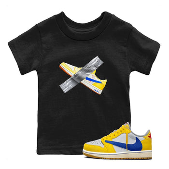 1s Travis Scott Canary shirt to match jordans Duct Tape sneaker tees Air Jordan 1 Travis Scott Canary SNRT sneaker release tees baby toddler Black 1 cotton Shirt