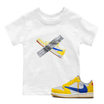 1s Travis Scott Canary shirt to match jordans Duct Tape sneaker tees Air Jordan 1 Travis Scott Canary SNRT sneaker release tees baby toddler White 1 cotton Shirt