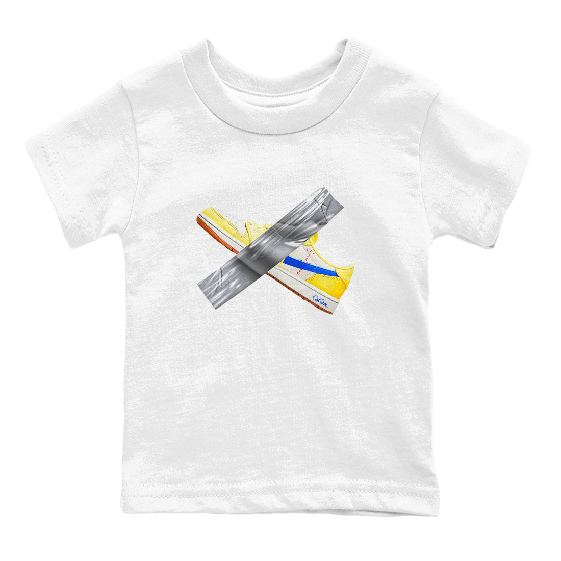 1s Travis Scott Canary shirt to match jordans Duct Tape sneaker tees Air Jordan 1 Travis Scott Canary SNRT sneaker release tees baby toddler White 2 cotton Shirt