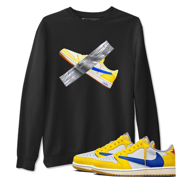 1s Travis Scott Canary shirt to match jordans Duct Tape sneaker tees Air Jordan 1 Travis Scott Canary SNRT Sneaker Release Tees unisex cotton Black 1 crew neck shirt