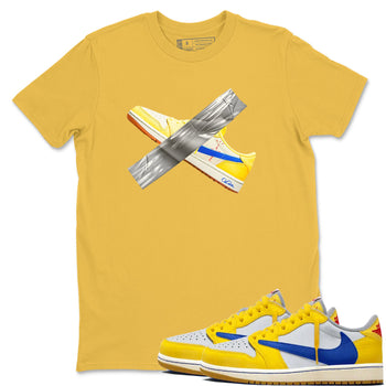1s Travis Scott Canary shirt to match jordans Duct Tape sneaker tees Air Jordan 1 Travis Scott Canary SNRT Sneaker Release Tees unisex cotton Daisy 1 crew neck shirt