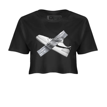 1s Wolf Grey shirts to match jordans Duct Tape sneaker match tees Air Jordan 1 Wolf Grey SNRT Sneaker Tees streetwear brand Black 2 crop tee