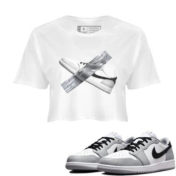 1s Wolf Grey shirts to match jordans Duct Tape sneaker match tees Air Jordan 1 Wolf Grey SNRT Sneaker Tees streetwear brand White 1 crop tee