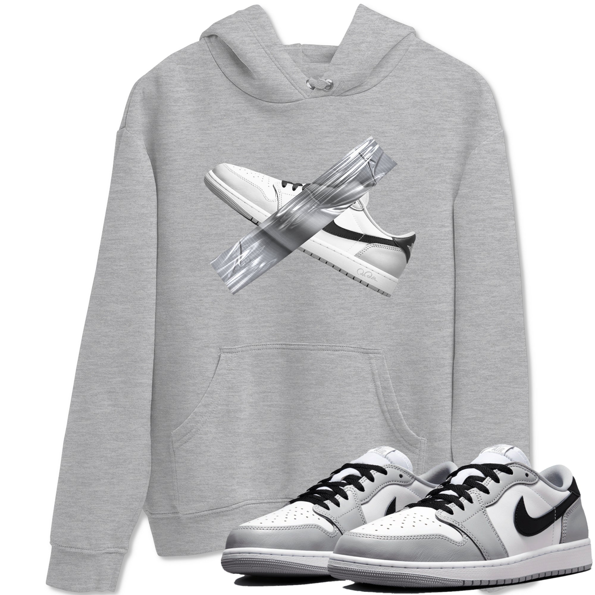 1s Wolf Grey shirts to match jordans Duct Tape sneaker match tees Air Jordan 1 Wolf Grey SNRT Sneaker Tees streetwear brand Heather Grey 1 unisex cotton tee